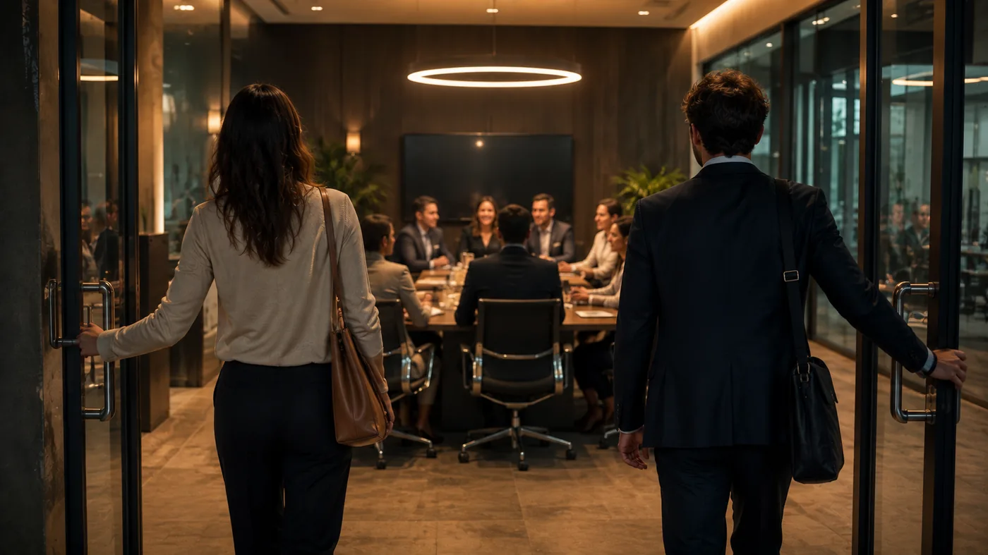 Dos personas entrando a la misma reunión, cada una con su expectativa